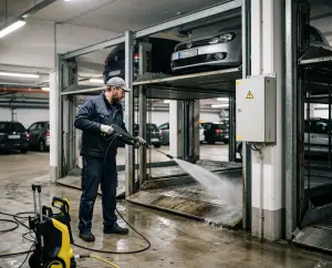 Hochdruckreiniger am Parksystem